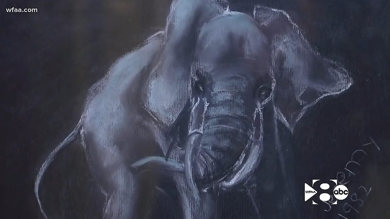 Jeremy Wade Delle Elephant drawing Best of Shows Texas fair 1982 B